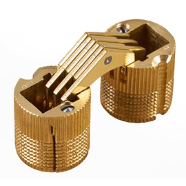 Gedotec ZYSA Concealed Drilling Hinge | 1 Piece Furniture Hinge Made of Brass | Drilling Tape for Wood Thickness 22-28 mm | Round Cabinet Hinge for Drilling Diameter: 16 mm | Opening Angle 180°