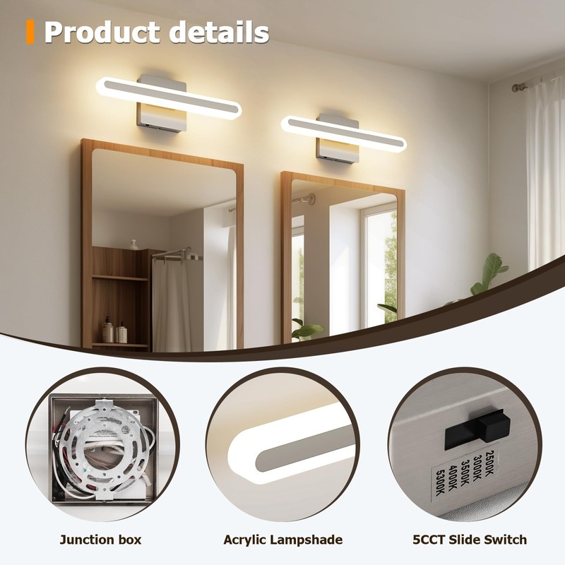 Joosenhouse 15.7 Inch Brushed Nickel Vanity Light for Bathroom –