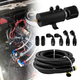 RYANSTAR RACING 10AN 750ML Baffled Oil Catch Can with Drain Valve & 10FT Nylon Braided 10AN 5/8'' Fuel Line Fitting Kit - CPE Oil Hose Bundle