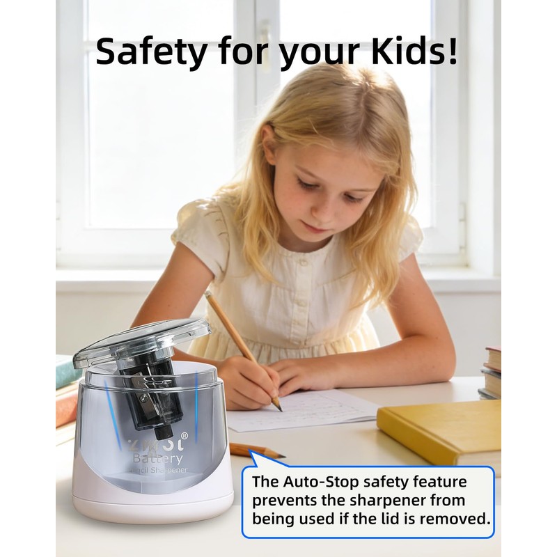 ZMOL Battery Powered Electric Pencil Sharpener,Small Battery Operated Pencil Sharpeners