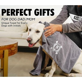 InnoBeta Dog Towels Gifts for Drying Dogs, Pack of 2, Monogrammed Dog Towels, 40 Inch X 23.6 Inch, Perfect Dog Shower & Bath Supplies for Large, Medium or Small Dogs - Initial L