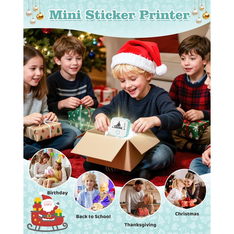 Memoking Print Pods Mini Printer - Sticker Printer Mini Thermal