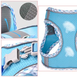 Arnés para Perro y Gato Pequeño MedianoArnés Pechera Reflectante Transpirable Ligero para Caminar Viajar Entrenar, con Correa 1.5m, (Azul, M)
