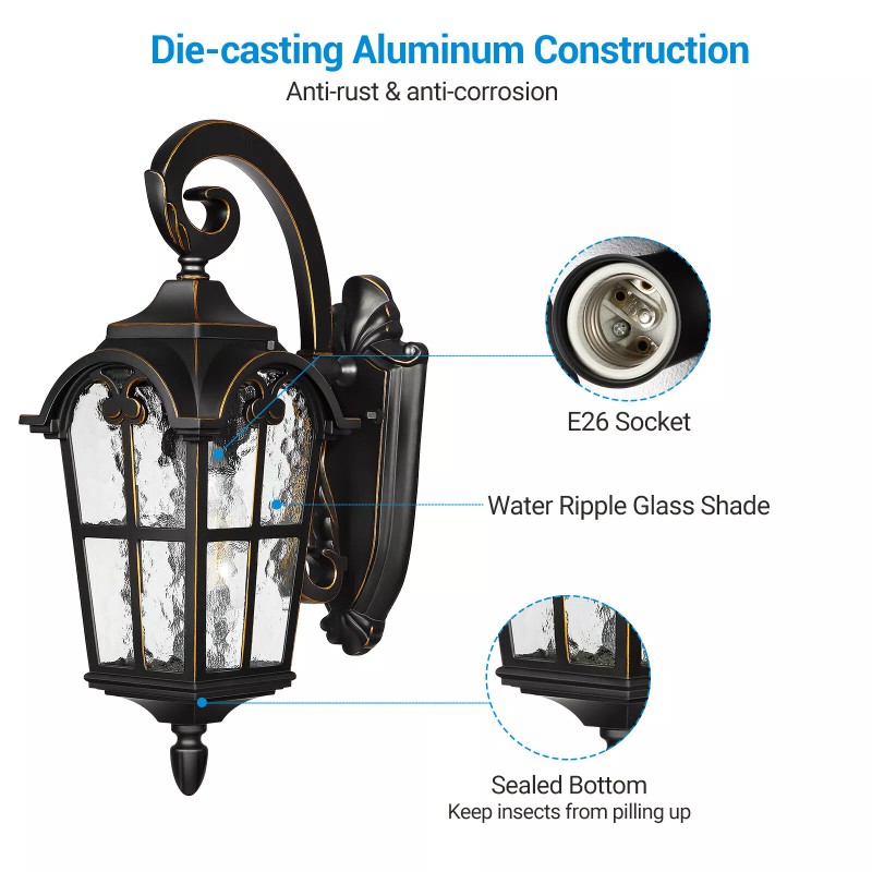 DEWENWILS Outdoor Wall Light Fixtures Wall Mount Exterior Wall Lantern