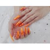  Orange Caramel Homemade Nail Tips - Long Round /
