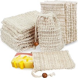50 soap bags mesh exfoliating, 100% natural sisal soap pouch, soap savers for shower use like massaging and scrubbing(5.3 × 3.7inches)