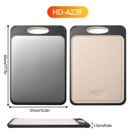 Cutting Board for Kitchen Double Sided, FLYING APSARAS Heavy Chopping Board, Food-Grade Stainless Steel and Wheat Straw PP Largest Size 19”×12.2” Easy to Clean 239