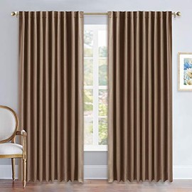 NICETOWN Blackout Curtain Panel for Living Room - (Cappuccino Color) 70 inches Wide by 84 inches Long, 2 Panels Set, Insulated Room Darkening Window Drapes