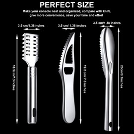 Mudder 6 Pieces Fish Scaler Remover Brush Stainless Steel Sawtooth Scarper Remover with Handle Multi-functional Bottle Opener for Kitchen Tool Faster and Easier Fish Scales Skin Removing Peeling