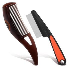 Dandruff Comb,Stainless Steel Fine Tooth Lice Comb,Scalp Comb for Dandruff Removal,Hollow Tooth Comb for Better Hair Quality for Women Men (2pcs Tooth Comb)