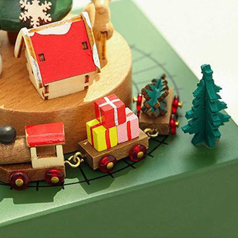 Wooden Train Music Box for Girls Boys Real Details Clear