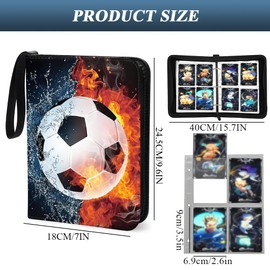 Lotvic Football Card Holder, 400 Pockets Football Card Binder, Football Card Folder with Zipper and Handle Strap, Football Card Book, Football Trading Card Binder Album with Removable Sleeves