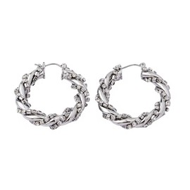 YuMaxiMa - arete de aro de metal sin níquel con circonitas transparentes, sin níquel, elegante diseño en forma de anillo para orejas sensibles, joyería minimalista de moda para mujeres