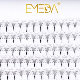 EMEDA Prefabricated Volume Fan 6D Eyelash Extension 9 Lines D Curl Lashes Volume Eyelashes 0.07 mm 9 mm 9 mm - 14 mm Mix Length Prefabricated Volume Lash Extensions 6D Cluster Eyelashes (6D 12 mm)