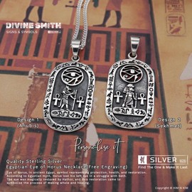 Quality 925 Silver Egyptian Eye Necklace/Eye of Horus Pendant/Anubis God Pendant/Sekhmet Necklace/Ankh Pendant Protection Necklace/Ancient Egyptian/Genuine Silver/Free Engraving -KIMNKIM R19