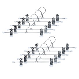 Mawa by Reston Lloyd Non-Slip Space-Saving Clothes Hanger For Pants & Skirts with Two Non-Slip Clips, Style K/30D, 12-Inch, Set of 10, White