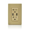 Leviton Renu USB Charger/Tamper-Resistant Duplex Outlet, 20A-125VAC, Warm Caramel, RUAA2-WC