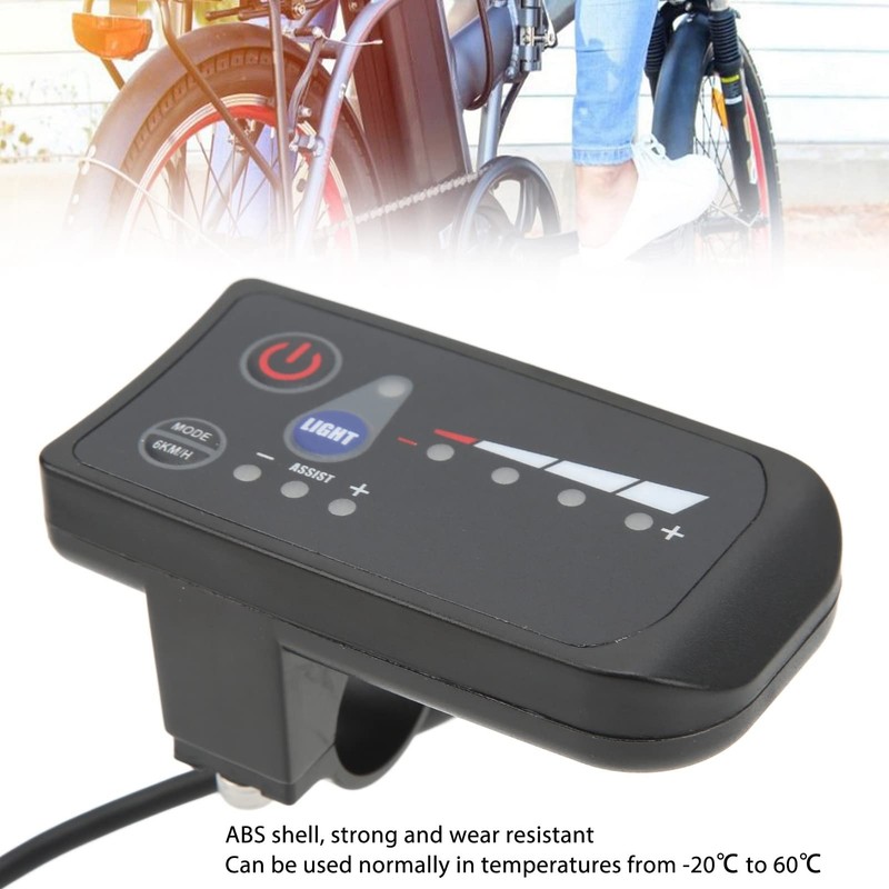 Electric Bike Power Display Meter,5 Pin Interface ABS Housing LED