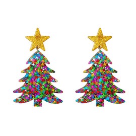 Christmas Tree Earrings Colored Acrylic Christmas Tree Earrings Christmas Tree Earrings With Stars Sparkling Christmas Tree Earrings Cute Christmas Earrings Holiday Earrings Jewellery for Women