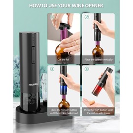 Wine Opener Premium Wine Gift Set - Rechargeable Electric Wine Opener, Wine Aerator, Vacuum Stopper & Foil Cutter - Perfect for Home, Bar, Parties (KP3)