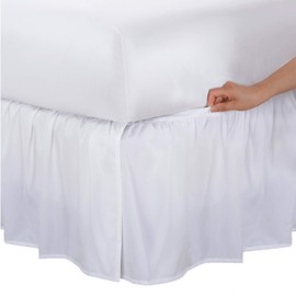 Bed Maker’s Never Lift Your Mattress Microfiber Wrap-Around Bed Skirt, Gathered Ruffled Style, Classic 14 Inch Drop Length, Queen, White