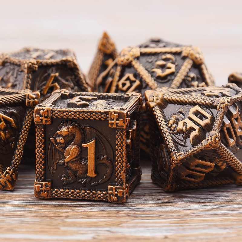 SIQUK 7 Pezzi Dadi Metallo D&D Dadi Poliedrici D20 D12