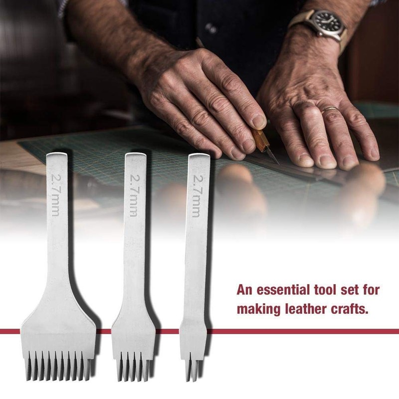 Leather Chisel Hole Punch Tool Set White Steel 2/5/10 Lacing