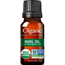 Cliganic Organic Basil Essential Oil, 100% Pure Natural for Aromatherapy | Non-GMO Verified