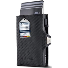 SF SCOFIELD Duality Classic Slim Wallet with Coin Compartment, Men's Card Holder for 9-10 Cards, Wallet with RFID Protection, Wallets for Men, Credit Card Holder, Carbon - Matte Black, Modern