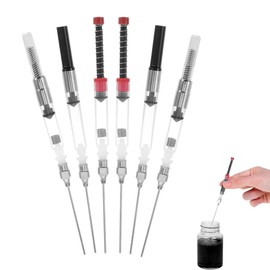 NUOBESTY 6 Pack Fountain Pen Ink Syringe Filler, 3.4mm/2.6mm International Standard Spring Converter, Removable Blunt Tip, Leakproof Tool for Filling Cartridges & Converters