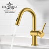 KENES Brushed Gold Single Handle Bathroom Faucet with Pull Out