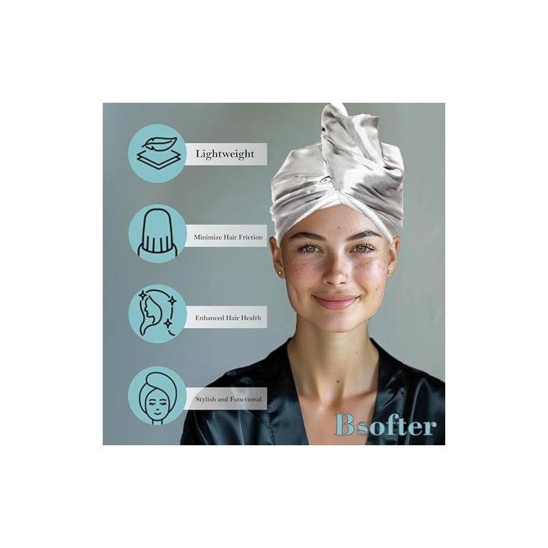 Toalla de satén para el cabello, toalla de pelo súper