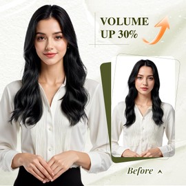 Elailite Real Hair Clip-In Extensions, 1 Weft, #1 Black, 50 cm, Straight Clip-In Hair Extensions, Real Hair, 50 g