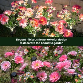 TopVelo Solar Garden Light 4 Packs, 120 LEDs Outdoor Solar Lighting with Daisy and Butterfly, Waterproof Outdoor Garden Light for Patio, Courtyard, Pathway Decoration (Pink)