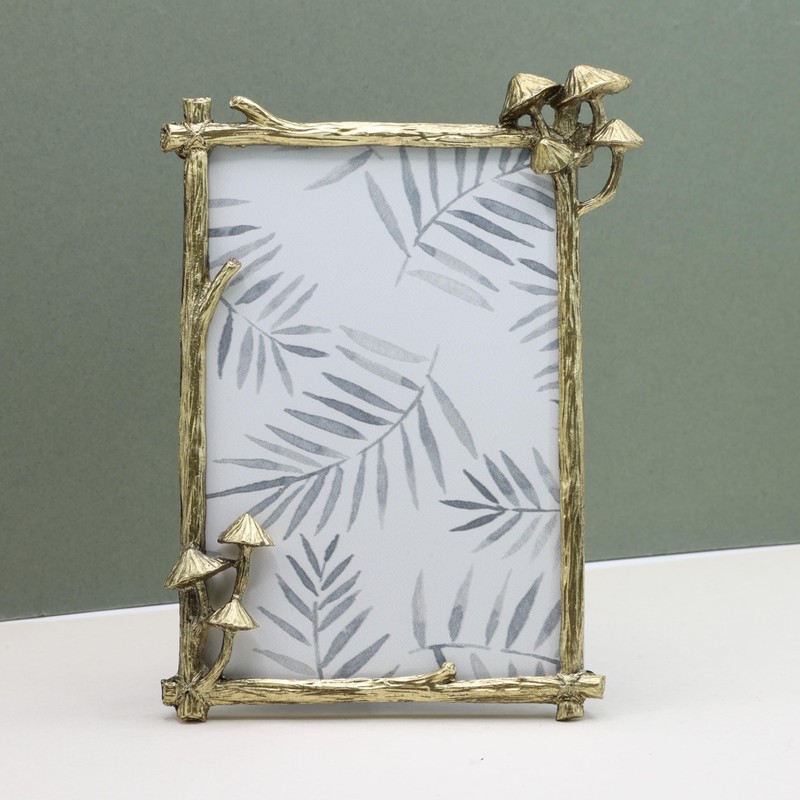 Gold Metal Mushroom Picture Frame 4 X 6 Inch Floral