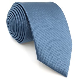 [S&W SHLAX&WING] Men's Necktie Set Steel Blue Solid Color, 3.5" x 63" Necktie