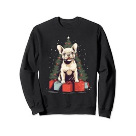 Christmas Tree, ornaments and Cute Frenchie Santa Christmas Sweatshirt