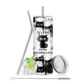 xiiai Cat Lovers Gifts, Cat Gifts For Women, Black Cats Tumbler 20oz, Cute Tumblers For Woman With Lid And Straw, Stainless Steel Cup Cats Gift Birthday Christmas Party Gift For Women