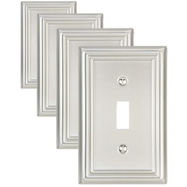 ZILLSEA 4-Pack Single Toggle Wall Plate, Metal Switch Plate Cover, Satin Nickel Light Switch Cover, Midsize, A031 Series