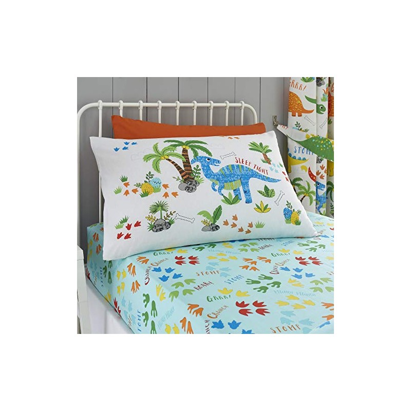 Happy Linen Company Girls Boys Kids Dinky Dinosaurs Blue Double