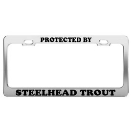 Product Express Protected by Steelhead Trout License Plate Frame Tag Car Truck Accessories