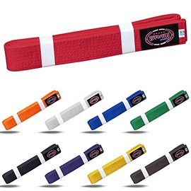 Farabi Sports Karate Belt – Multiple Colors – Premium Martial Arts Belts for Karate and Taekwondo, Training & Competition – Single, Pack of 5, Pack of 10 (Red, 320-cm)