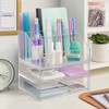 STORi Chloe Stackable Makeup Holder & Drawer Organizer Set, Clear,