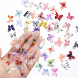60 Pieces Micro Butterfly Resin Mini Butterflies for Crafts Miniature Butterflies Dollhouse Small Butterfly Figurines for DIY Fairy Garden Dollhouse Micro Landscape Decor