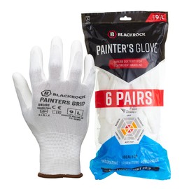 Blackrock Pack Of 6 Pairs Lightweight Painter's PU Grip Safety Work Gloves, Mens Womens Sensitive Precision Working, Ideal For Painting & Decorating, Electronics, Assembly, Handling - Size Large