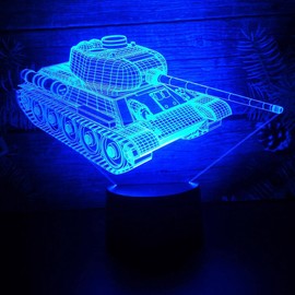 Glorivo Military Tank LED Night Light,16 Colors Remote Control & Smart Touch Dimmable 3D Illusion Bedside Lamp,Bedroom Decoration Birthday Christmas Toy Gift for Kids Boys Friends