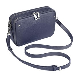 befen Genuine Leather Crossbody Bags for Women, RFID Protected Leather Shoulder Bag Small Women's Crossbody Handbags, Built in Wallet Anti Theft Cross Over body Purses with Adjustable Strap, Navy Blue