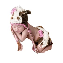 Fashion Newborn Baby Photography Props Boy Girls Photo Shoot Props Outfits Crochet Knitted Costume Unisex Cute Infant Hat Pants Set (horse)