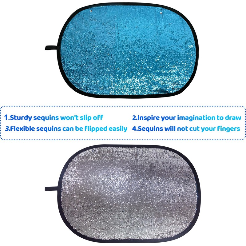 Rainbow Sequin Fabric,Mesh Sequins Glitter Wall, Sensory Fun W/Shape Stencils