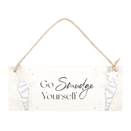 Charmful MDF Hanging Sign | Quirky Wall Decor with Rope Hanger | Humorous 'Go Smudge Yourself' Illustration | Funny Office & Home Accent